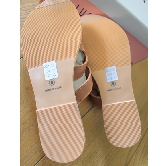 NIB Lucy Avenue Strappy Marley Brown Vegan Leather Backless Sandals Size… - Picture 9 of 12